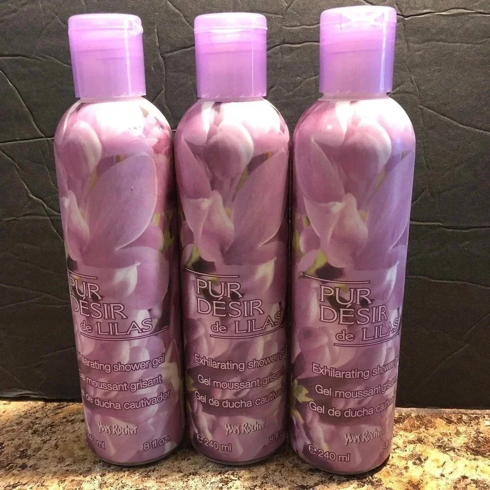 Yves Rocher Pur Desir de Lilas Enhilarating Shower Gel 240ml/8fl.oz 3 Bottles